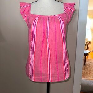 Vineyard Vines Women’s Striped Neon Ruffle Top